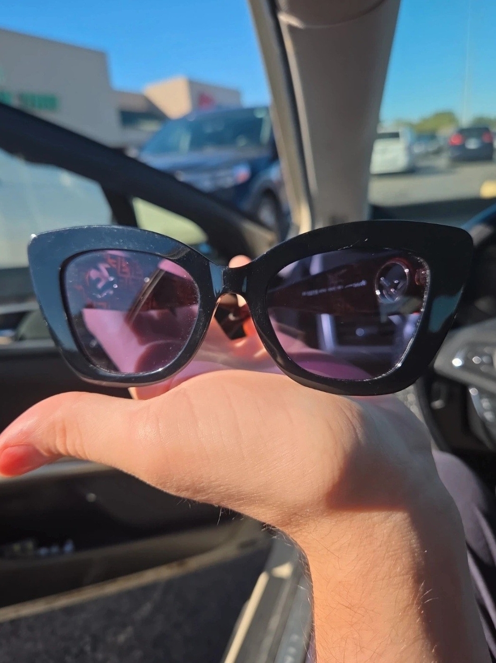 Fendi Black Cat-Eye Sunglasses with Purple Lenses